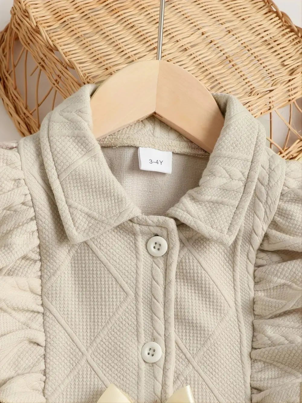 Children's Ruffled Bow Collared Neck Dress - Couture Envy