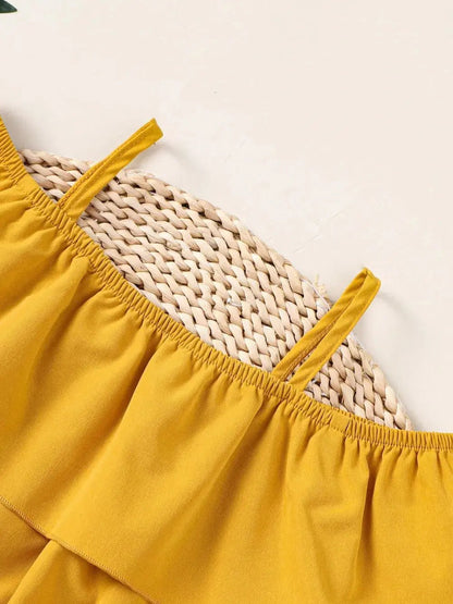Children's Ruffled Spaghetti Strap Top and Pants Set - Couture Envy