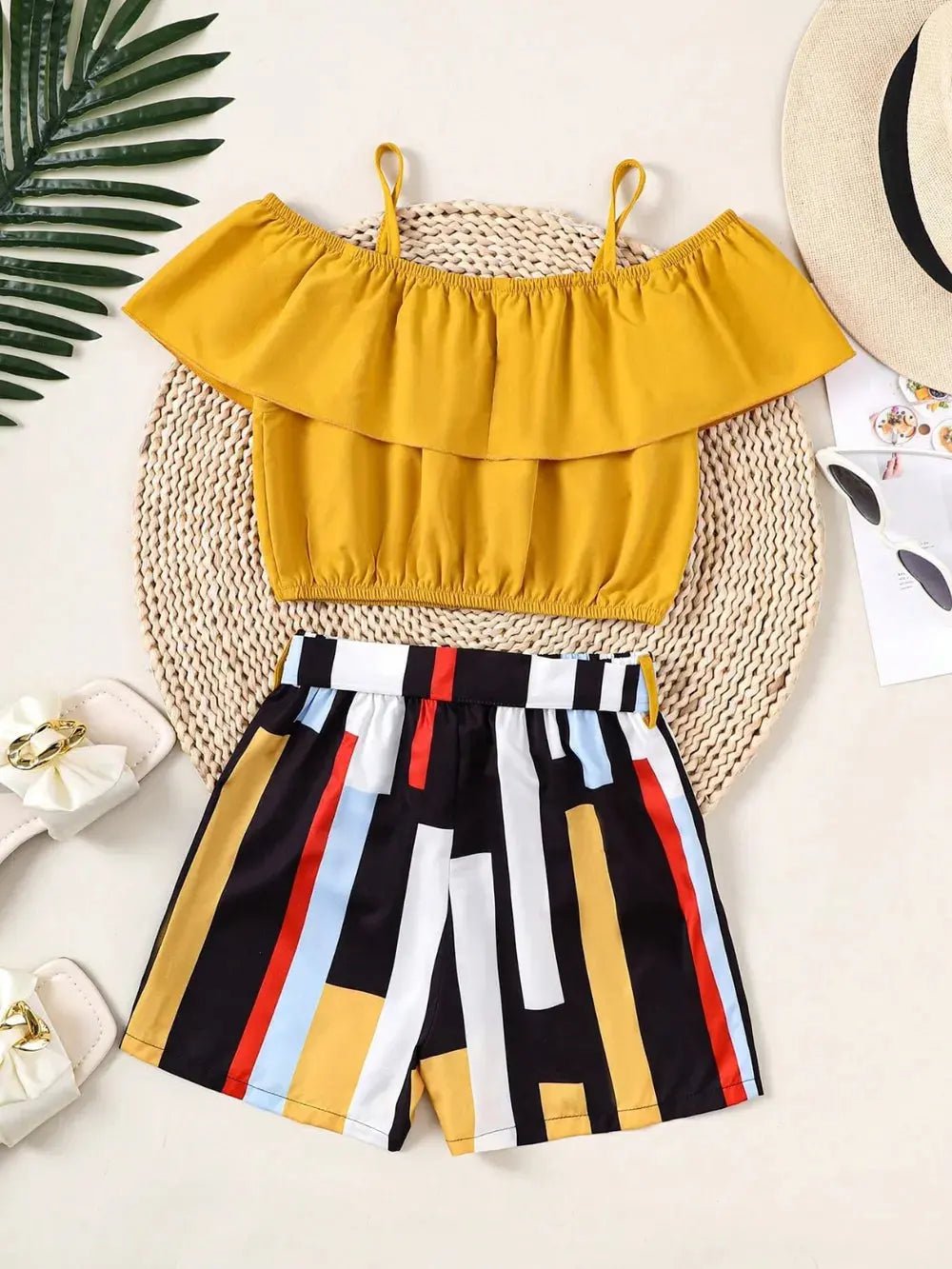 Children's Ruffled Spaghetti Strap Top and Pants Set - Couture Envy