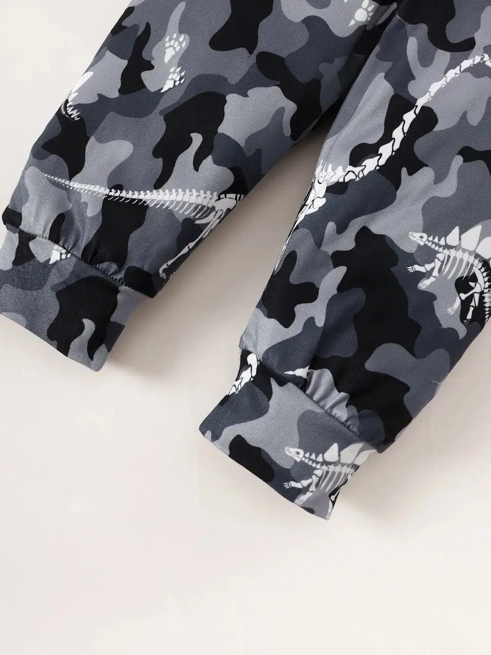Children's Striped Camouflage Pants close up of bottoms.