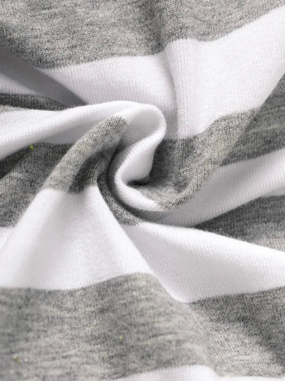 Children's Striped Hooded Bodysuit close up of top material.