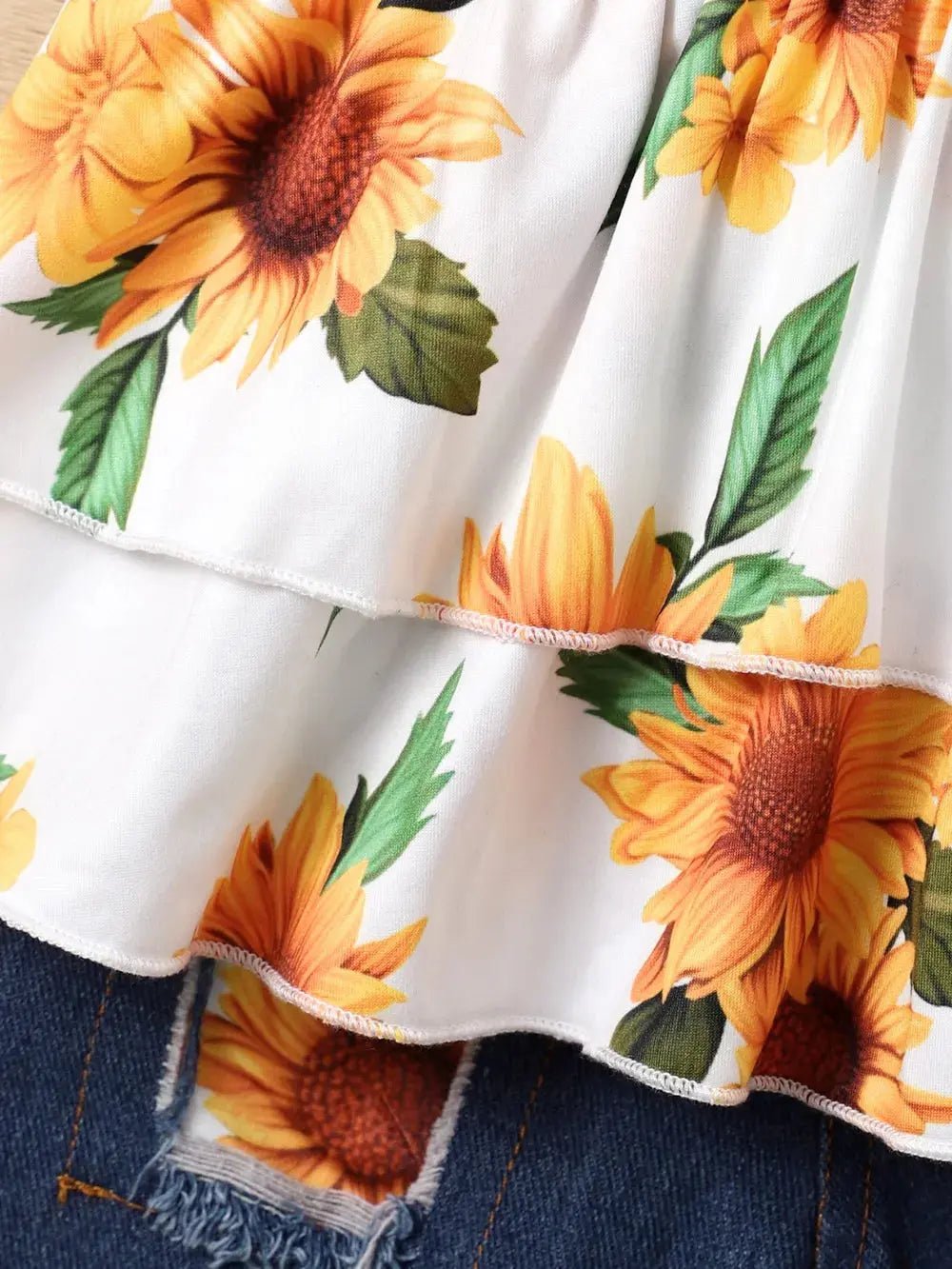Children's Sunflower Ruffled Short Sleeve Top and Shorts Set - Couture Envy
