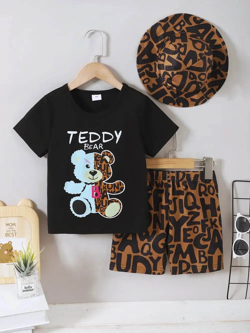 Children's Teddy Bear Round Neck Top and Pants Set - Couture Envy