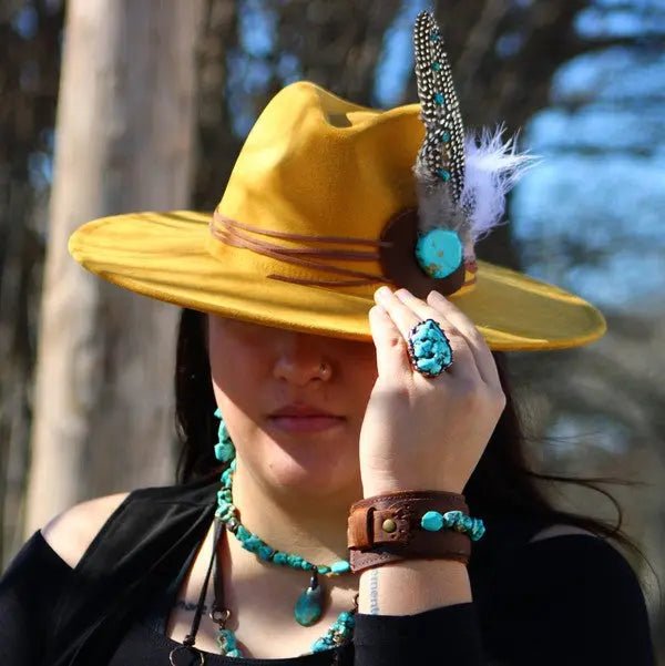 Chunky Turquoise Necklace Teardrop Pendant - Couture Envy