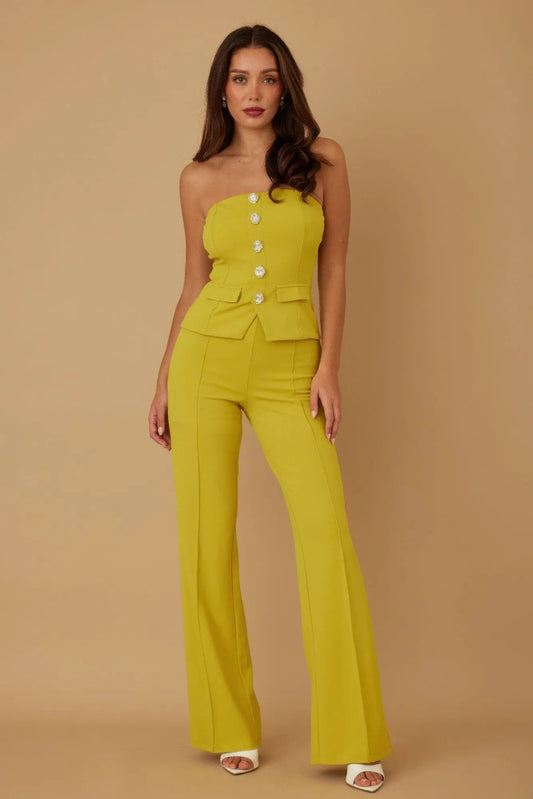Classy Two Piece Sets With Oval Crystal Stone - Couture Envy