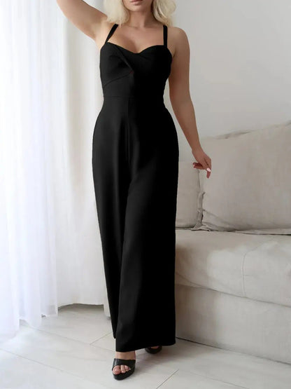 Devine Tie Back Backless Crisscross Jumpsuit - Couture Envy