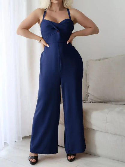 Devine Tie Back Backless Crisscross Jumpsuit - Couture Envy