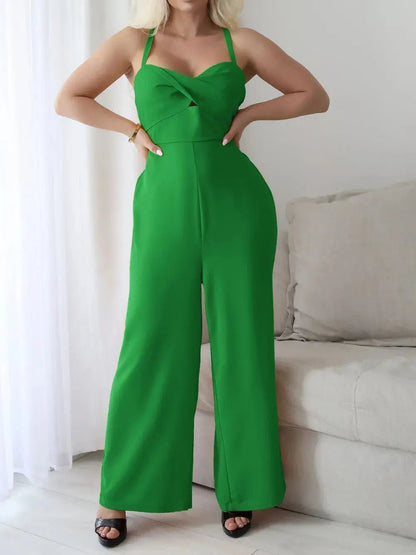 Devine Tie Back Backless Crisscross Jumpsuit - Couture Envy