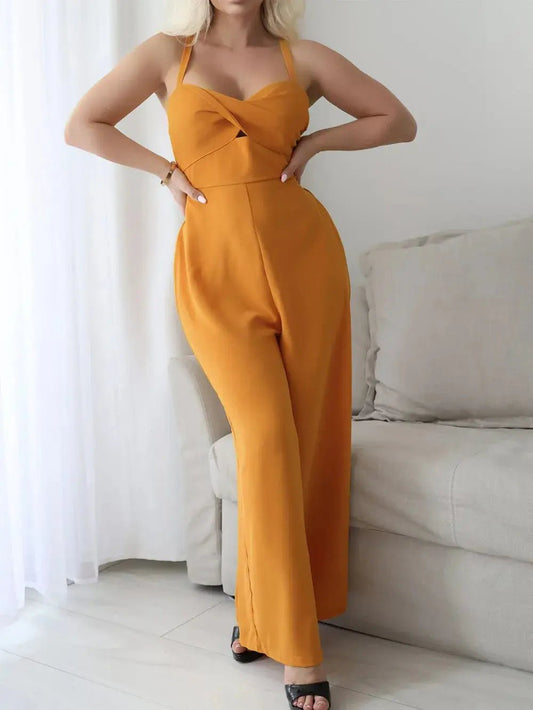Devine Tie Back Backless Crisscross Jumpsuit - Couture Envy