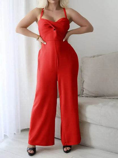 Devine Tie Back Backless Crisscross Jumpsuit - Couture Envy