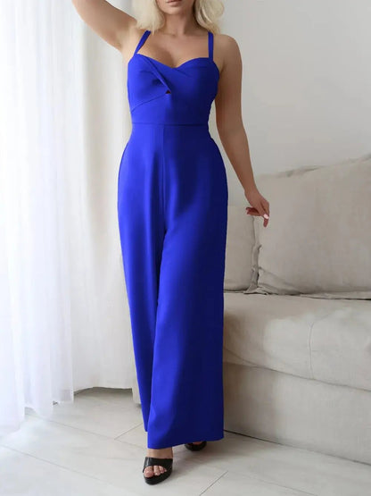 Devine Tie Back Backless Crisscross Jumpsuit - Couture Envy
