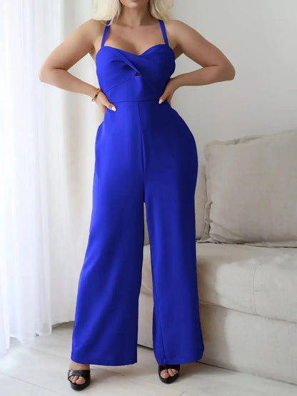 Devine Tie Back Backless Crisscross Jumpsuit - Couture Envy