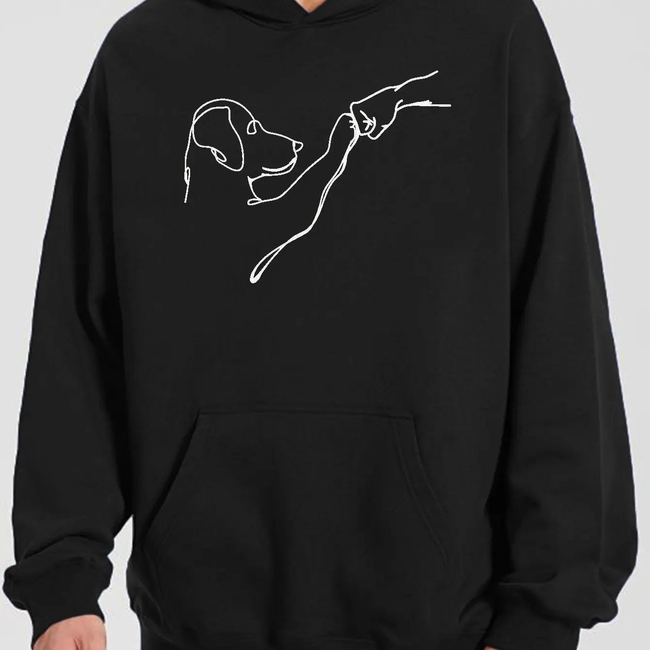 Dog And Man Printed Hoodie - Couture Envy