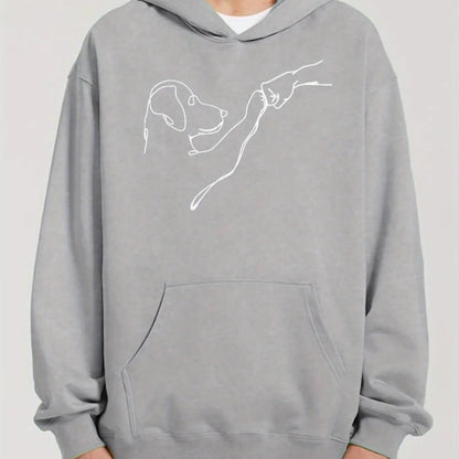 Dog And Man Printed Hoodie - Couture Envy
