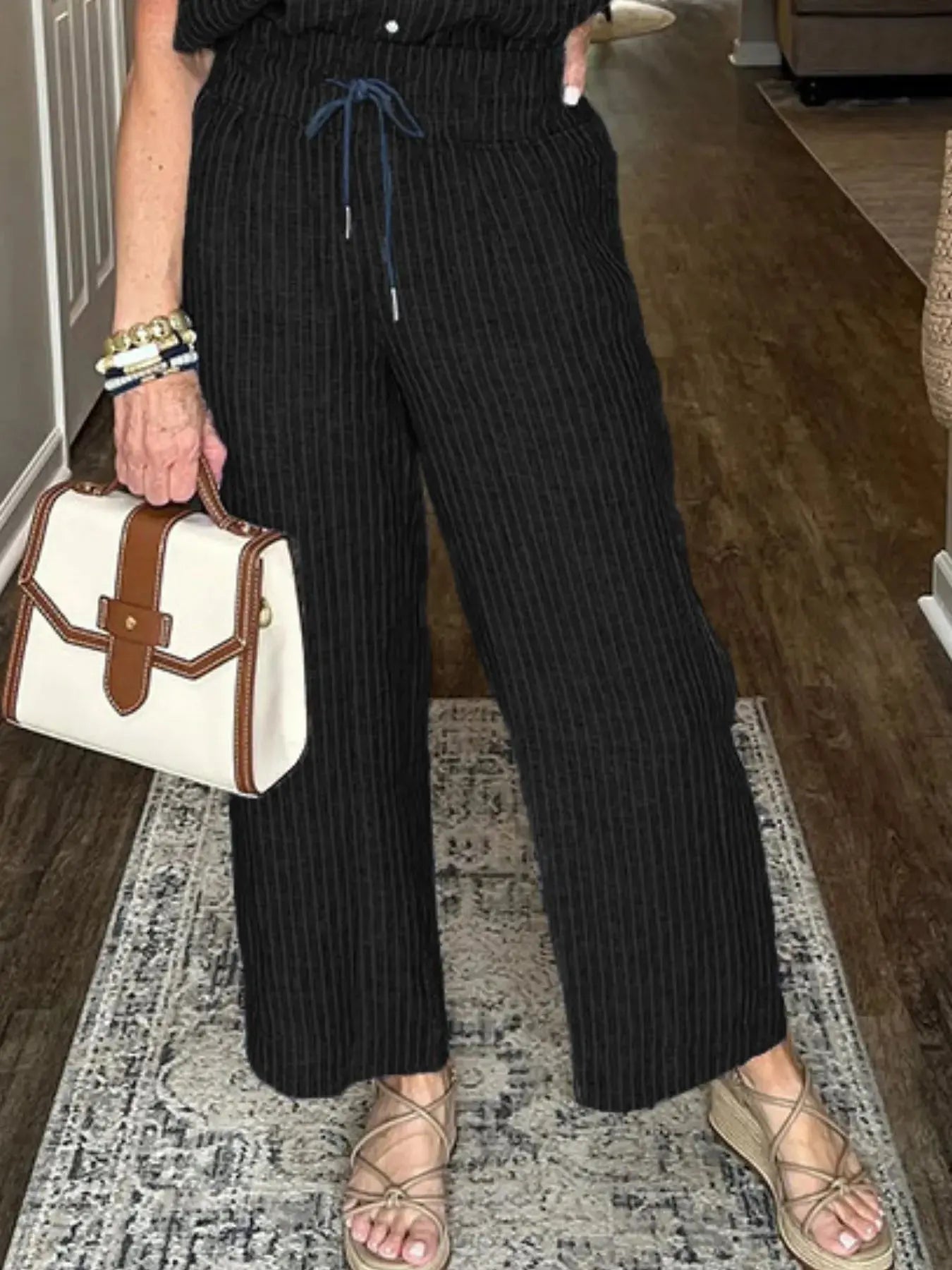 Full Size Button - Up Shirt and Wide - Leg Pants Set Plus Size - Couture Envy