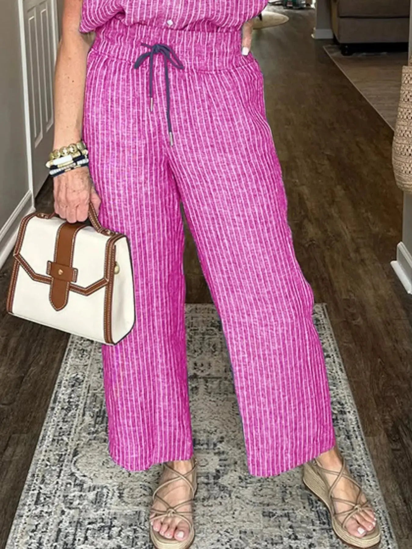 Full Size Button - Up Shirt and Wide - Leg Pants Set Plus Size - Couture Envy