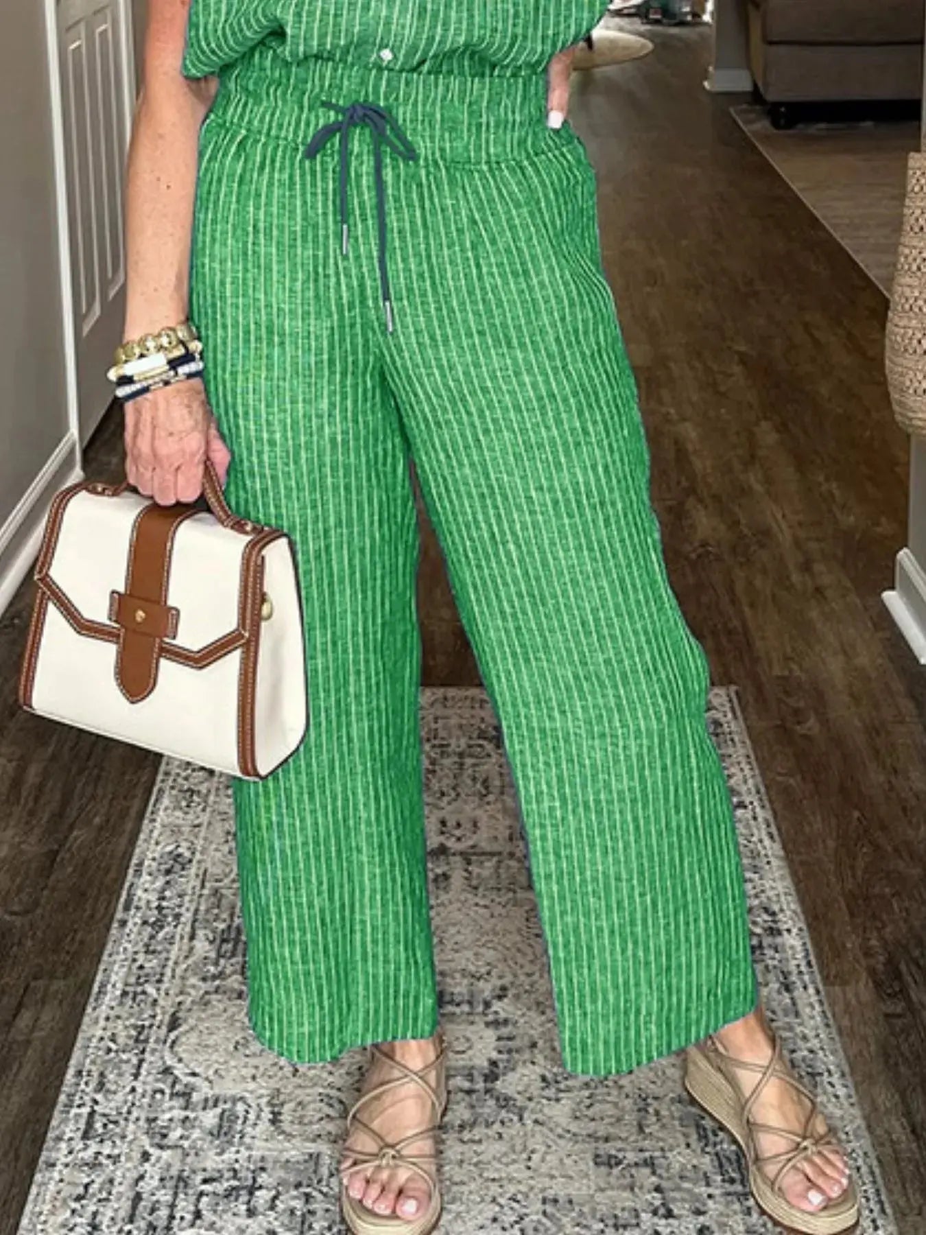 Full Size Button - Up Shirt and Wide - Leg Pants Set Plus Size - Couture Envy