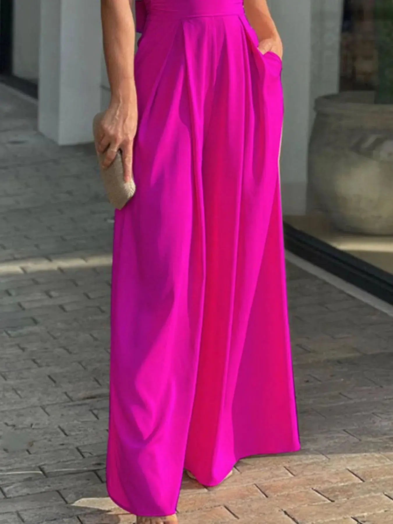 Full Size Cutout V - Neck Puff Sleeve Jumpsuit Plus Size - Couture Envy