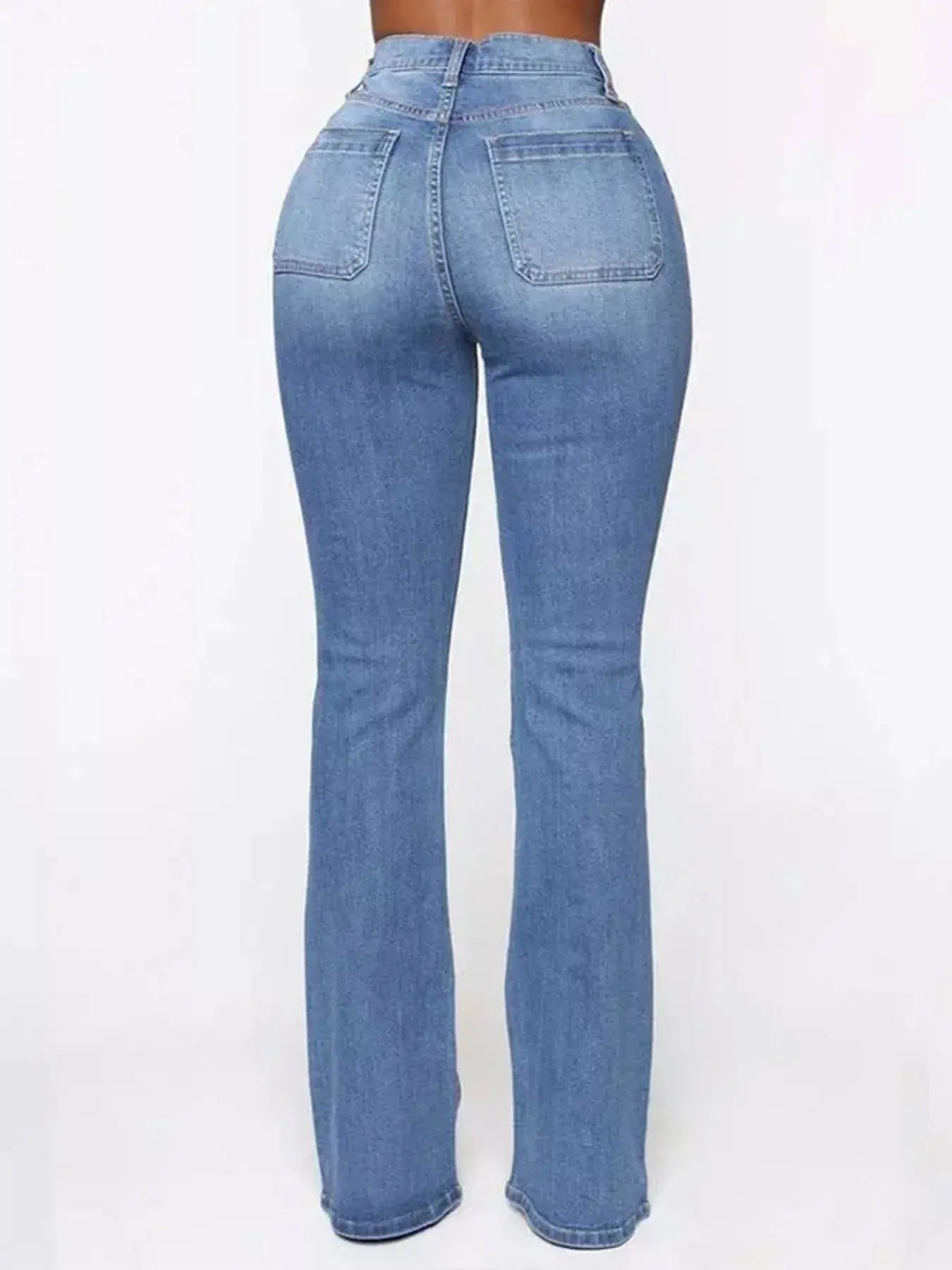 Full Size High Waisted Button - Fly Flare Jeans Plus Size - Couture Envy