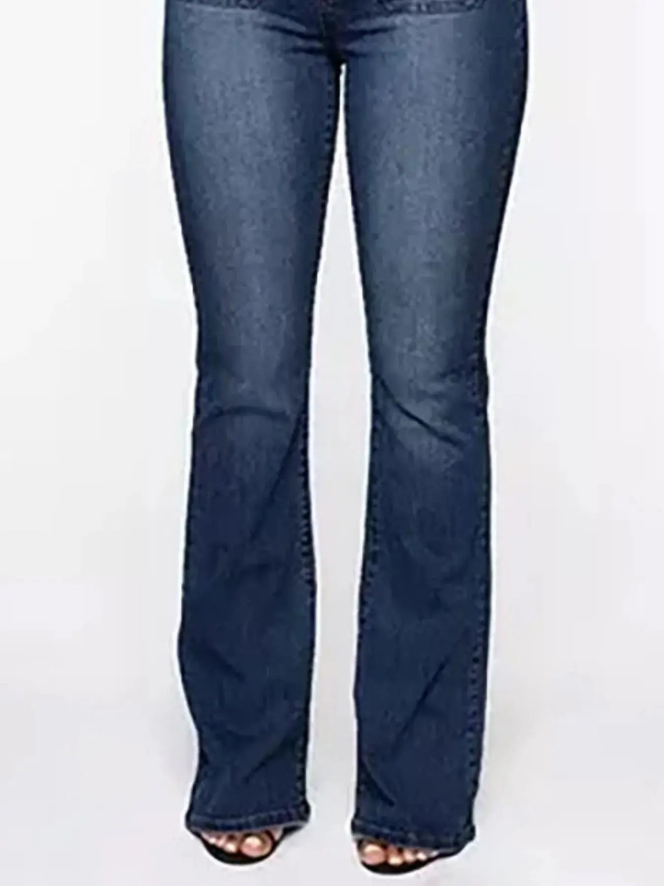 Full Size High Waisted Button - Fly Flare Jeans Plus Size - Couture Envy