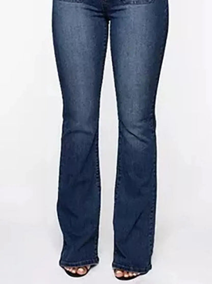 Full Size High Waisted Button - Fly Flare Jeans Plus Size - Couture Envy