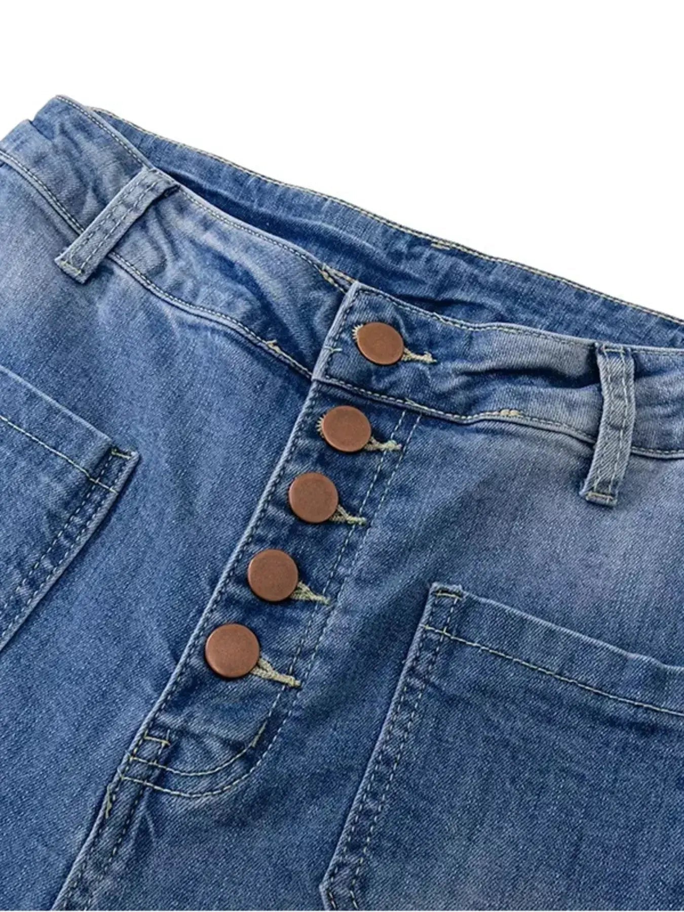 Full Size High Waisted Button - Fly Flare Jeans Plus Size - Couture Envy