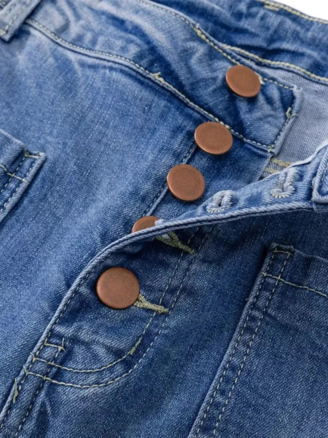 Full Size High Waisted Button - Fly Flare Jeans Plus Size - Couture Envy