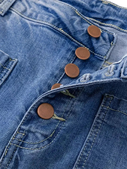 Full Size High Waisted Button - Fly Flare Jeans Plus Size - Couture Envy