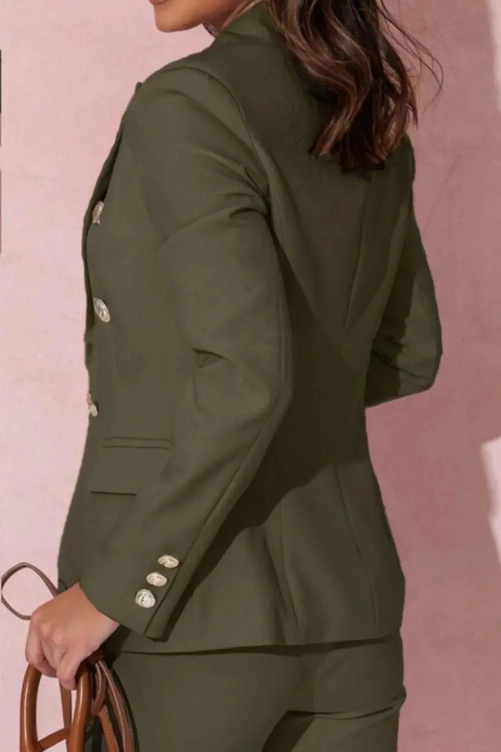 Full Size Lapel Collar Long Sleeve Blazer and Pants Set Plus Size - Couture Envy