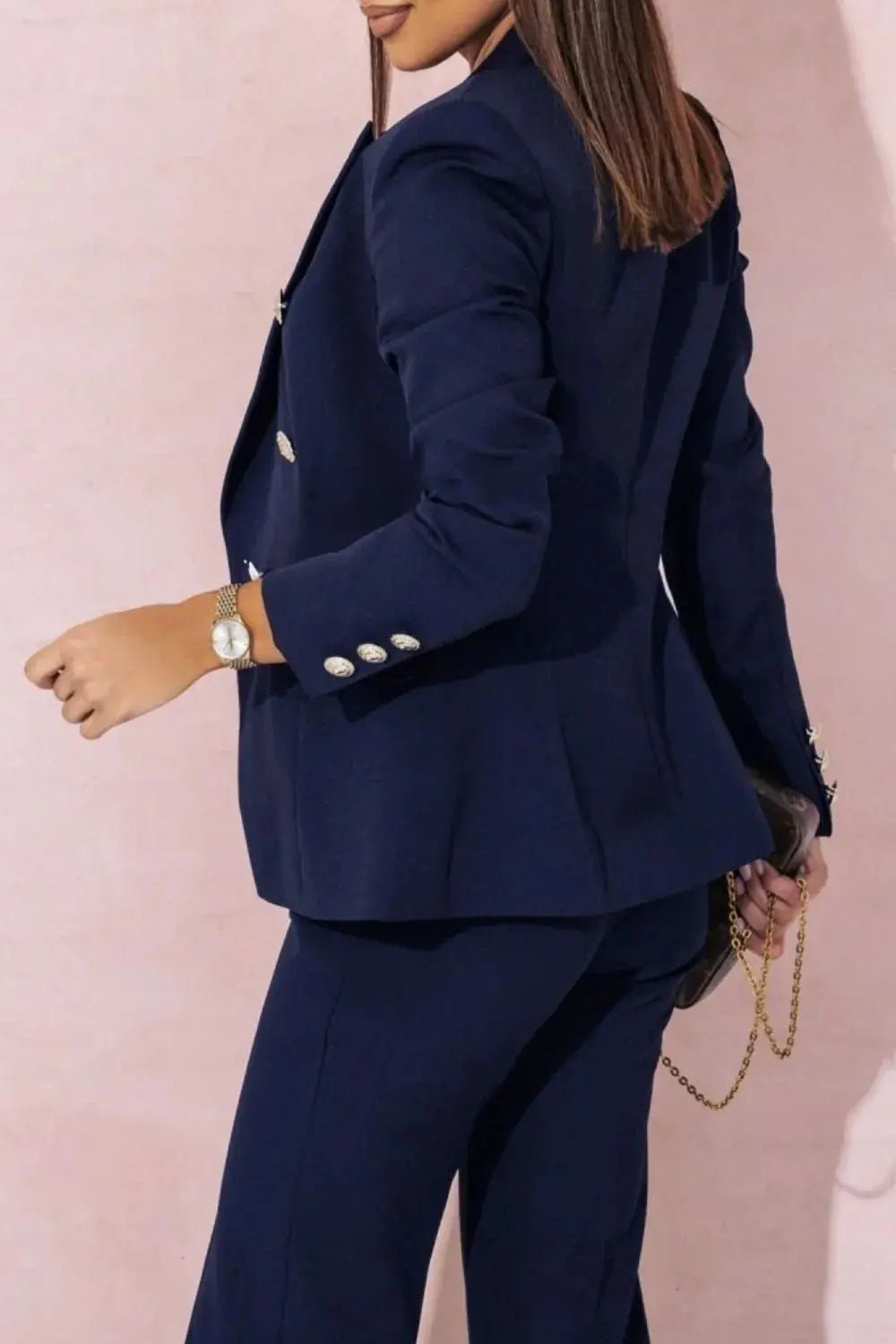 Full Size Lapel Collar Long Sleeve Blazer and Pants Set Plus Size - Couture Envy