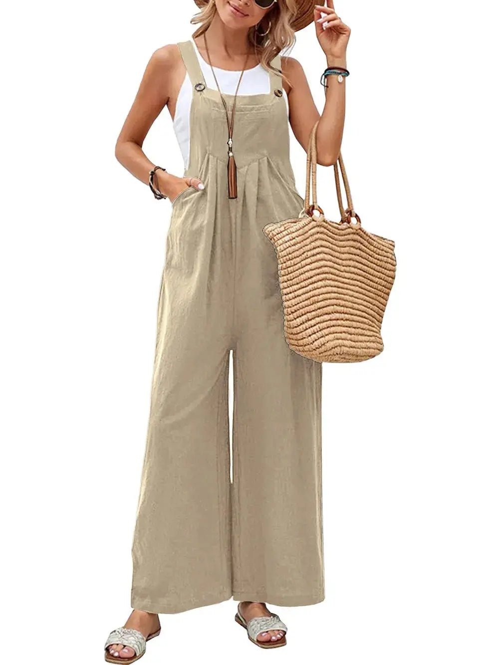 Full Size Square Neck Wide Strap Overalls - Couture Envy