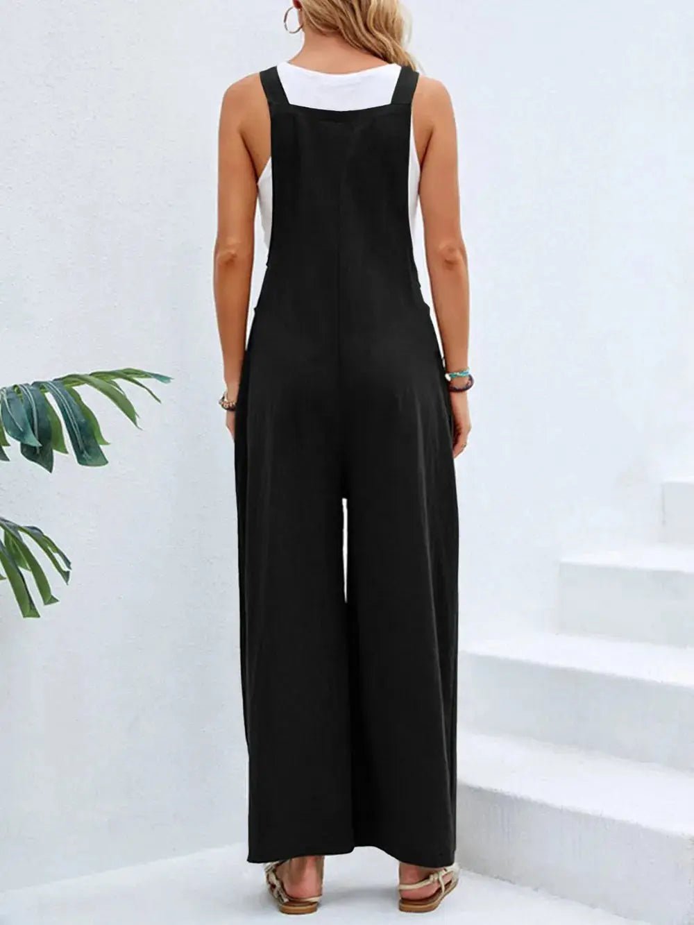 Full Size Square Neck Wide Strap Overalls - Couture Envy