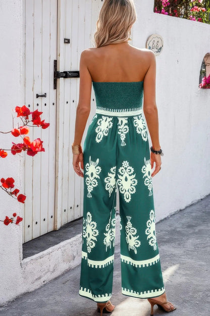 Geo Print Off Shoulder High Waist Fit Jumpsuit - Couture Envy