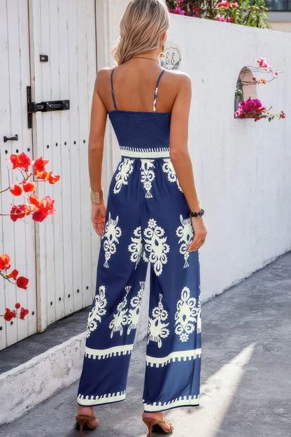 Geo Print Off Shoulder High Waist Fit Jumpsuit - Couture Envy