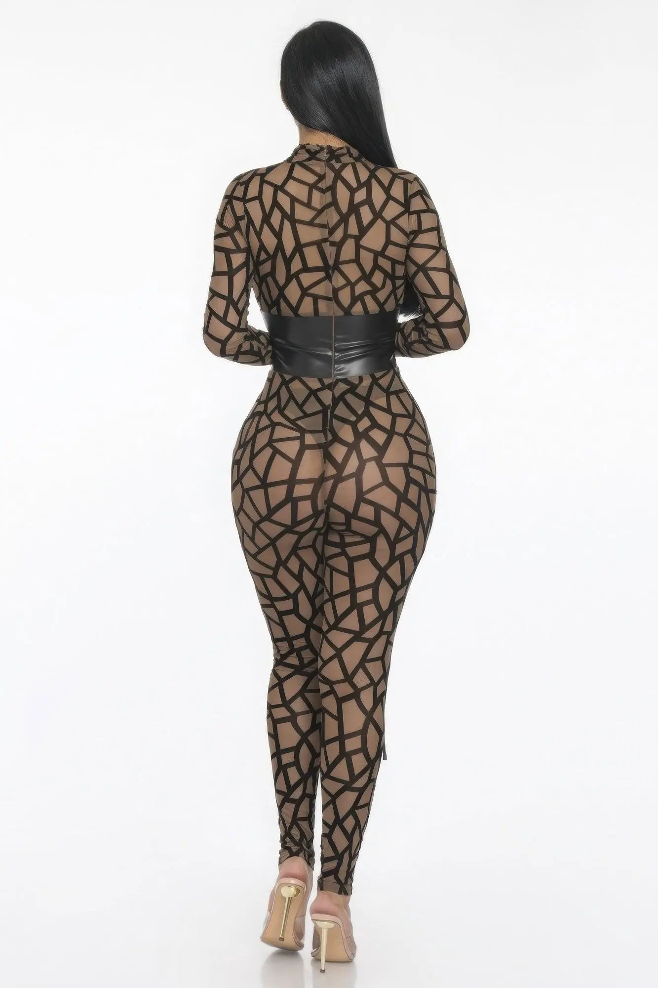 Geometric Printed Jersey Jumpsuit - Couture Envy
