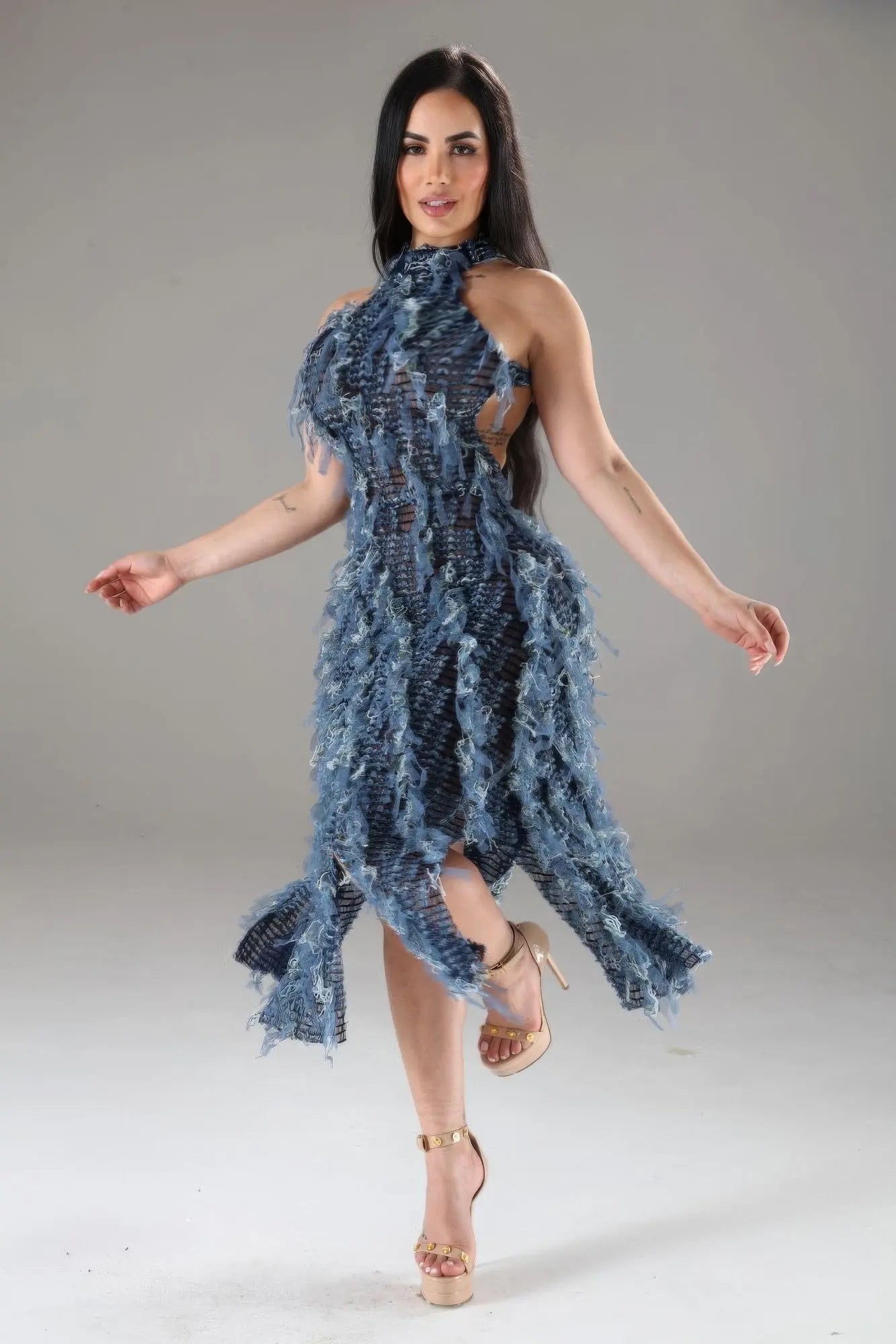 Halter Ruffled Dress - Couture Envy
