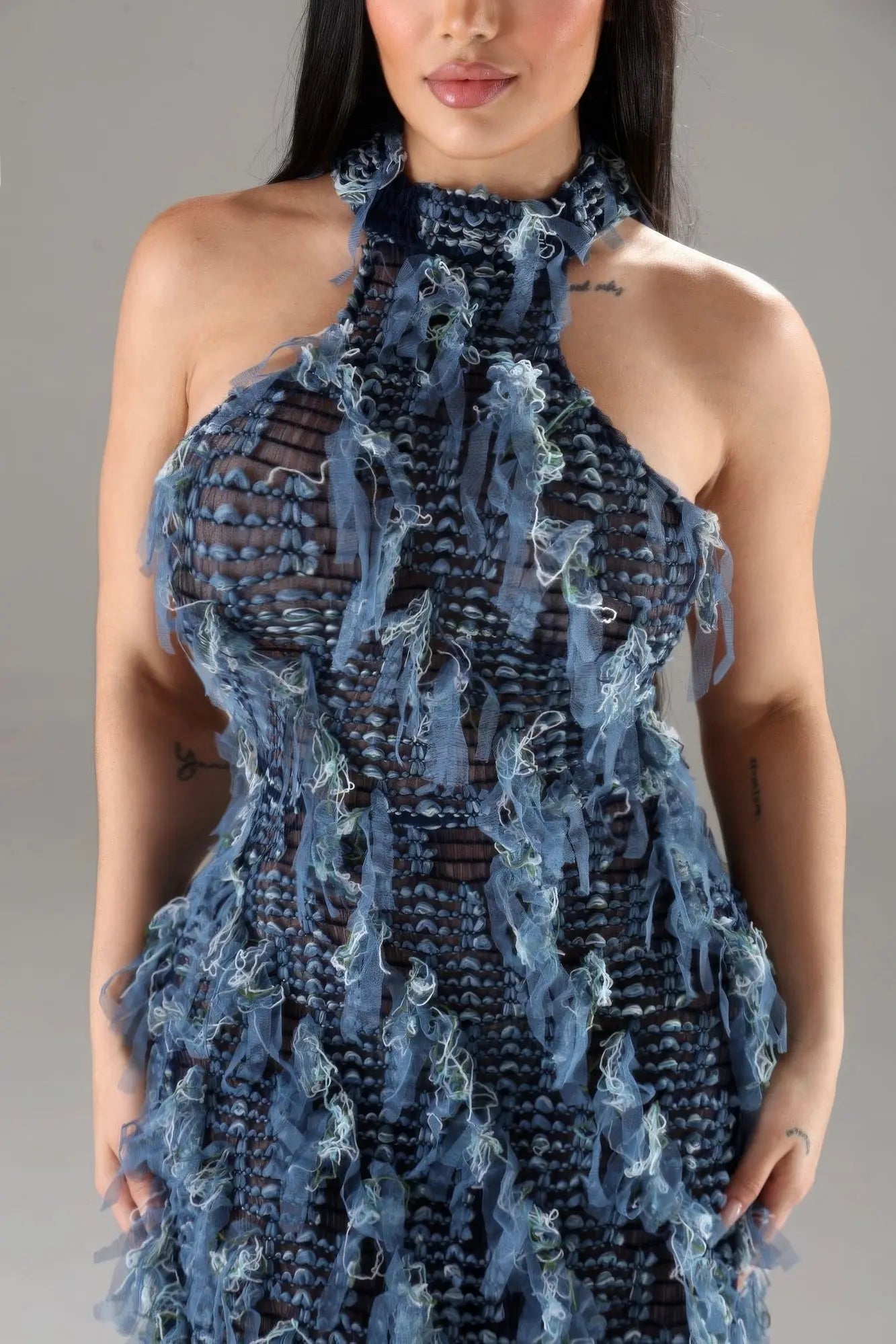 Halter Ruffled Dress - Couture Envy