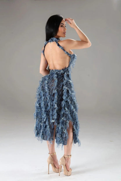 Halter Ruffled Dress - Couture Envy