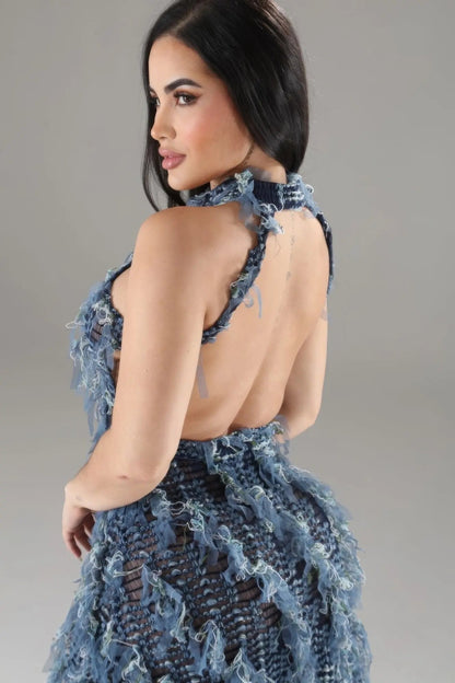 Halter Ruffled Dress - Couture Envy