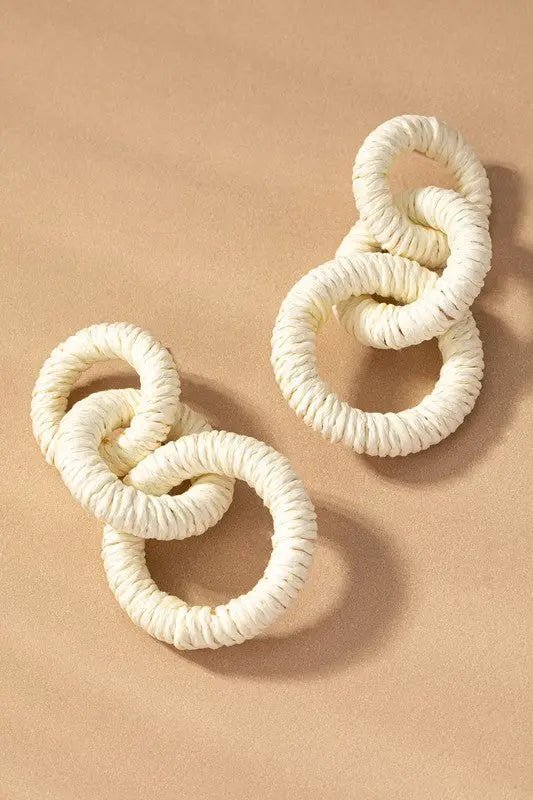 Hemp rope wrapped chunky wood hoop earrings - Couture Envy