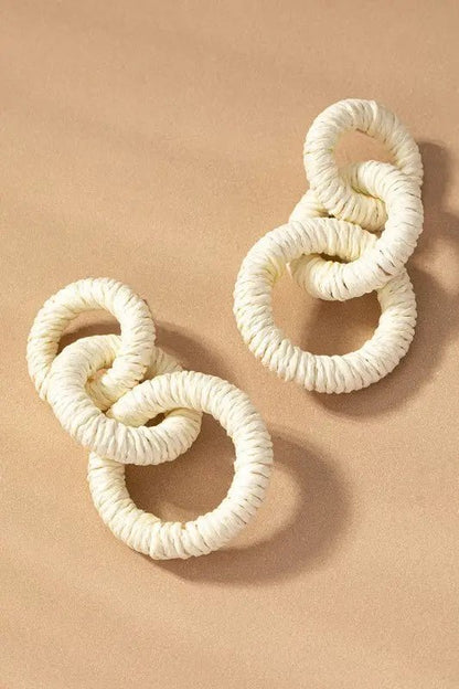 Hemp rope wrapped chunky wood hoop earrings - Couture Envy