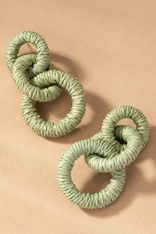 Hemp rope wrapped chunky wood hoop earrings - Couture Envy