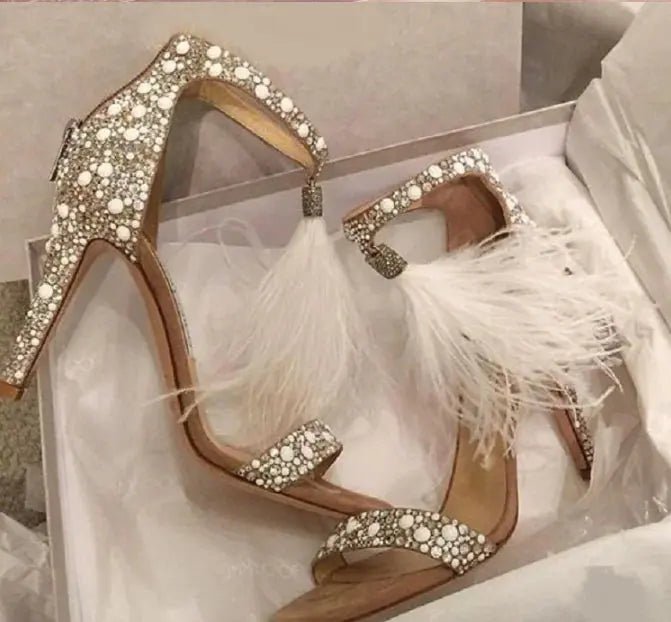 High Heels, Feather Sandals, Tassel Heels - Couture Envy