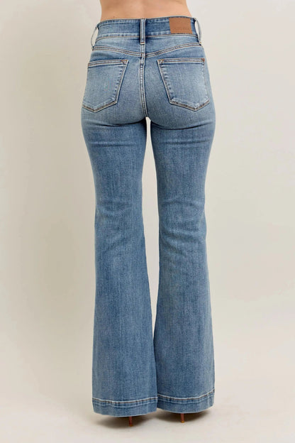 Judy Blue Full Size High - Waist Flare Denim Jeans with Front Seam Detail Plus Size - Couture Envy