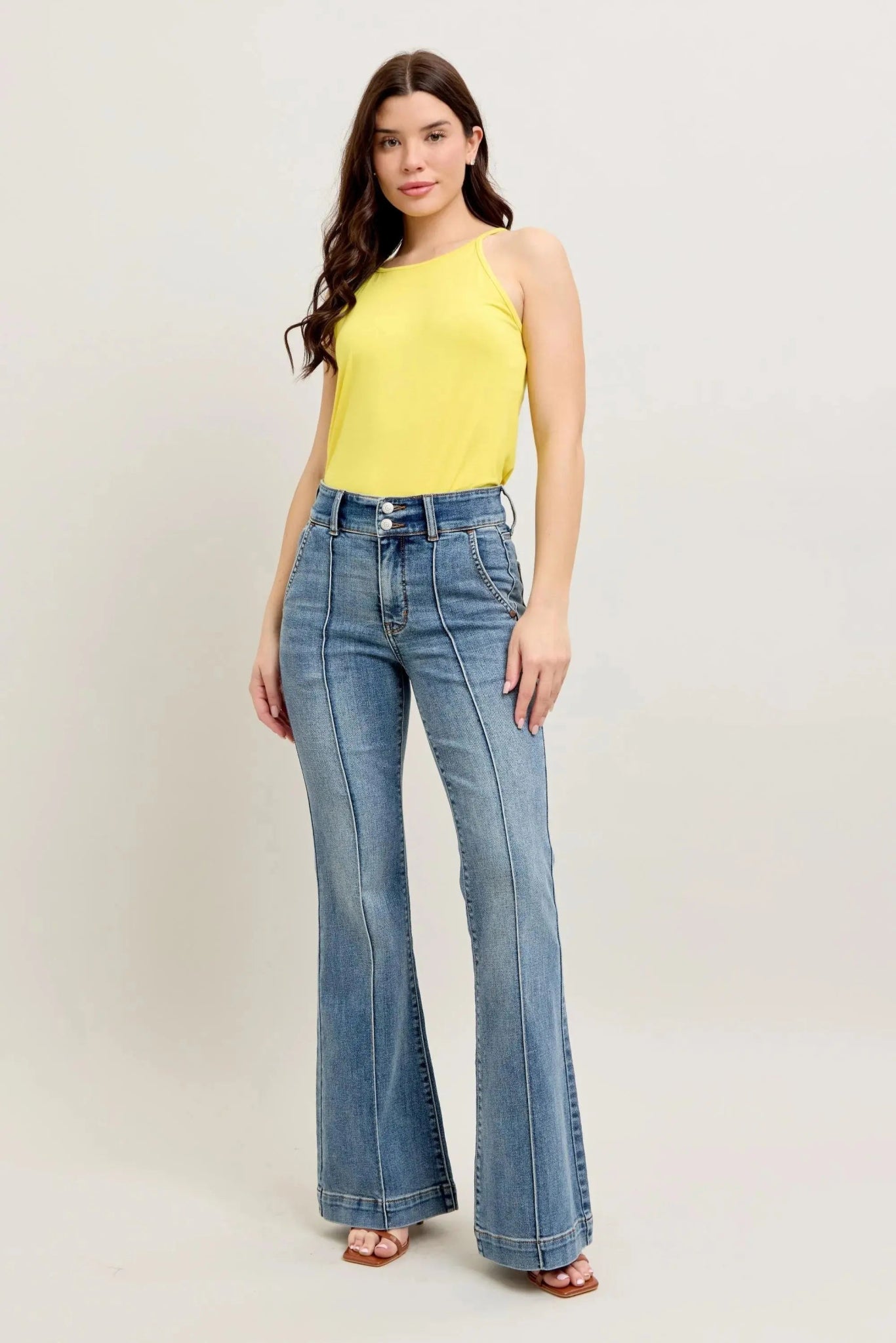 Judy Blue Full Size High - Waist Flare Denim Jeans with Front Seam Detail Plus Size - Couture Envy