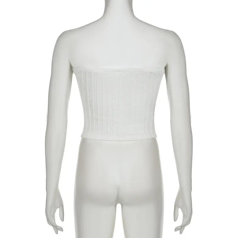 Little Woman Bow Stitching Pure Color Tube - top Top - Couture Envy
