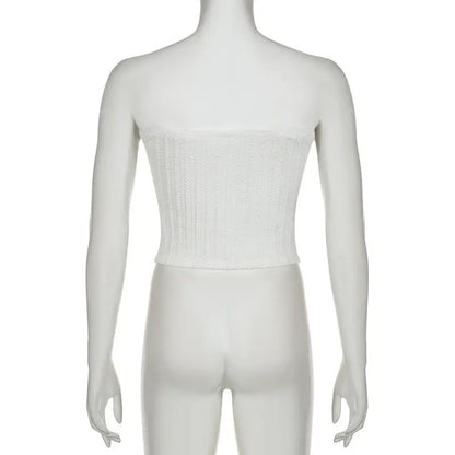 Little Woman Bow Stitching Pure Color Tube - top Top - Couture Envy