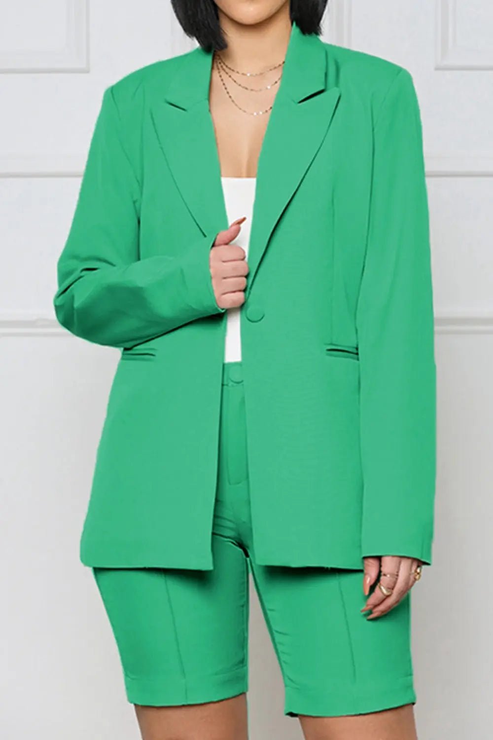 Long Sleeve Blazer and Shorts Set - Couture Envy