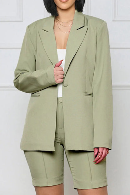Long Sleeve Blazer and Shorts Set - Couture Envy