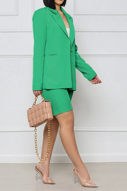 Long Sleeve Blazer and Shorts Set - Couture Envy